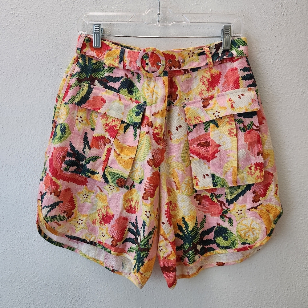 New Farm Rio 100% Linen Multi-Fruit Bermudas Size Small